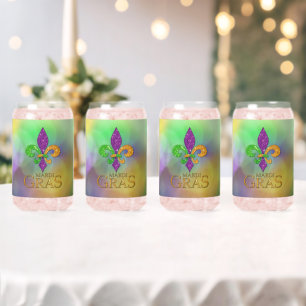 SlipperyJoe's festive Mardi Gras themed purple gre Can Glass
