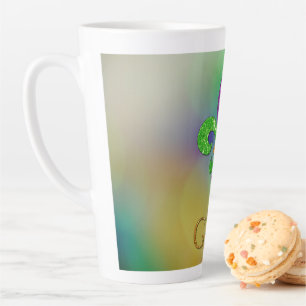 SlipperyJoe's festive Mardi Gras themed purple gre Latte Mug