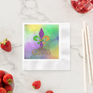 SlipperyJoe's festive Mardi Gras themed purple gre Napkin