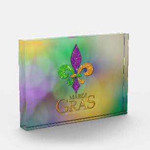 SlipperyJoe's festive Mardi Gras themed purple gre Photo Block