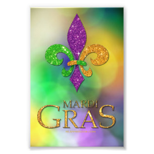 SlipperyJoe's festive Mardi Gras themed purple gre Photo Print