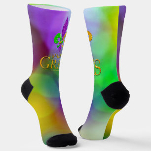 SlipperyJoe's festive Mardi Gras themed purple gre Socks