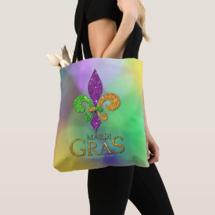 SlipperyJoe's festive Mardi Gras themed purple gre Tote Bag