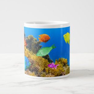 SlipperyJoe's Fish Pride tropical green blue purpl Large Coffee Mug