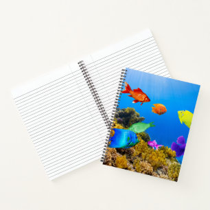 SlipperyJoe's Fish Pride tropical green blue purpl Notebook