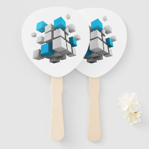 SlipperyJoe's floating cluster of cubes' size vari Hand Fan