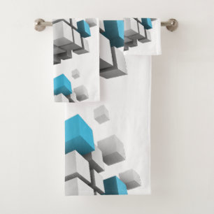 SlipperyJoe's floating cluster of cubes size varie Bath Towel Set
