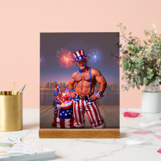 SlipperyJoe's Fourth of July celebration bare hair Acrylic Sign
