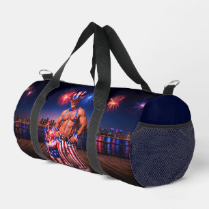 SlipperyJoe's Fourth of July celebration bare hair Duffle Bag