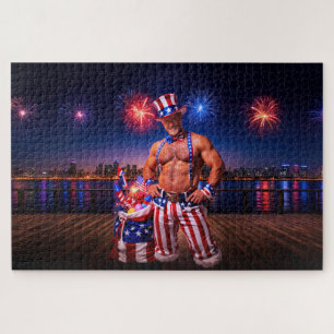 SlipperyJoe's Fourth of July celebration bare hair Jigsaw Puzzle