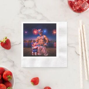 SlipperyJoe's Fourth of July celebration bare hair Napkin