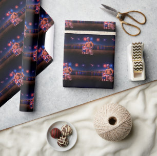SlipperyJoe's Fourth of July celebration bare hair Wrapping Paper