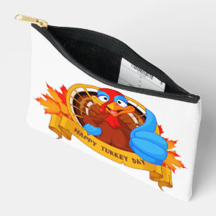 SlipperyJoe's fun cartoon-style Thanksgiving desig Accessory Pouch