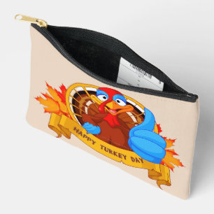 SlipperyJoe's fun cartoon-style Thanksgiving desig Accessory Pouch