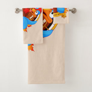 SlipperyJoe's fun cartoon-style Thanksgiving desig Bath Towel Set