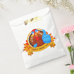 SlipperyJoe's fun cartoon-style Thanksgiving desig Favour Bag