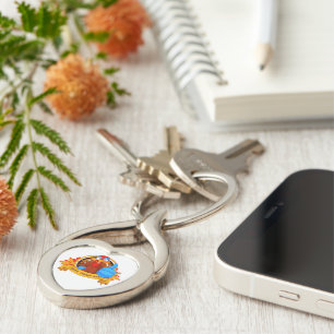 SlipperyJoe's fun cartoon-style Thanksgiving desig Key Ring