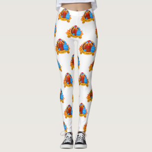 SlipperyJoe's fun cartoon-style Thanksgiving desig Leggings