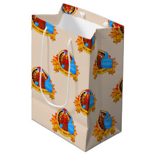 SlipperyJoe's fun cartoon-style Thanksgiving desig Medium Gift Bag