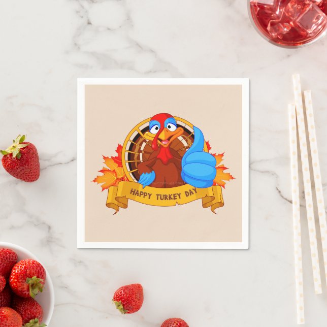 SlipperyJoe's fun cartoon-style Thanksgiving desig Napkin (Insitu)