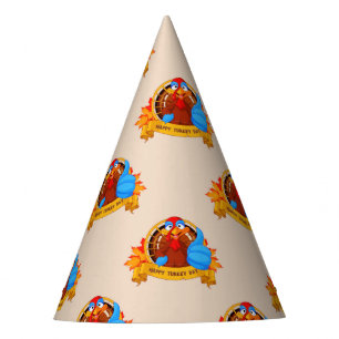 SlipperyJoe's fun cartoon-style Thanksgiving desig Party Hat