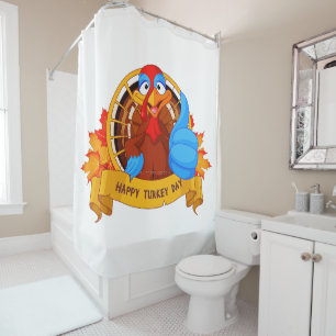 SlipperyJoe's fun cartoon-style Thanksgiving desig Shower Curtain
