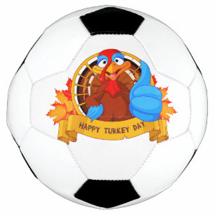 SlipperyJoe's fun cartoon-style Thanksgiving desig Soccer Ball