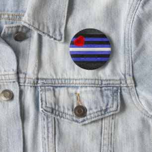SlipperyJoe's Gay Leather Pride flag black royal b 6 Cm Round Badge