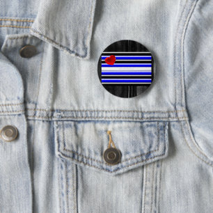 SlipperyJoe's Gay Leather Pride flag black royal b 6 Cm Round Badge