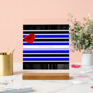 SlipperyJoe's Gay Leather Pride flag black royal b Acrylic Sign