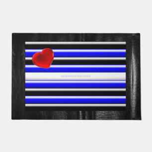 SlipperyJoe's Gay Leather Pride flag black royal b Doormat