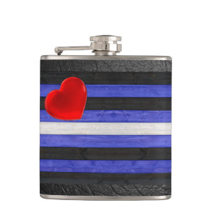 SlipperyJoe's Gay Leather Pride flag black royal b Hip Flask