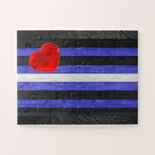 SlipperyJoe's Gay Leather Pride flag black royal b Jigsaw Puzzle