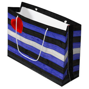 SlipperyJoe's Gay Leather Pride flag black royal b Large Gift Bag
