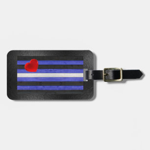 SlipperyJoe's Gay Leather Pride flag black royal b Luggage Tag