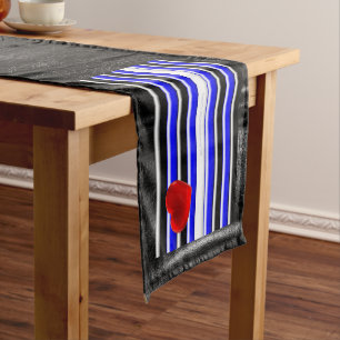 SlipperyJoe's Gay Leather Pride flag black royal b Short Table Runner