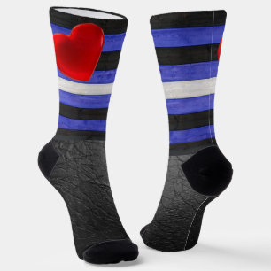 SlipperyJoe's Gay Leather Pride flag black royal b Socks