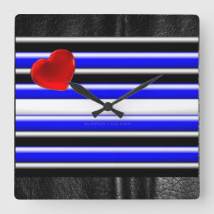 SlipperyJoe's Gay Leather Pride flag black royal b Square Wall Clock