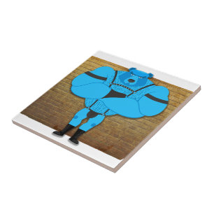 SlipperyJoe's gay muscle bear cartoon thong leathe Ceramic Tile