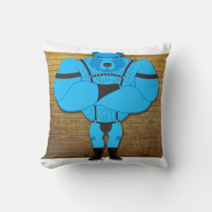 SlipperyJoe's gay muscle bear cartoon thong leathe Cushion
