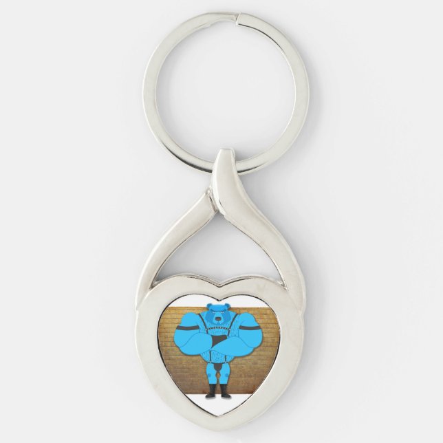SlipperyJoe's gay muscle bear cartoon thong leathe Key Ring (Front)