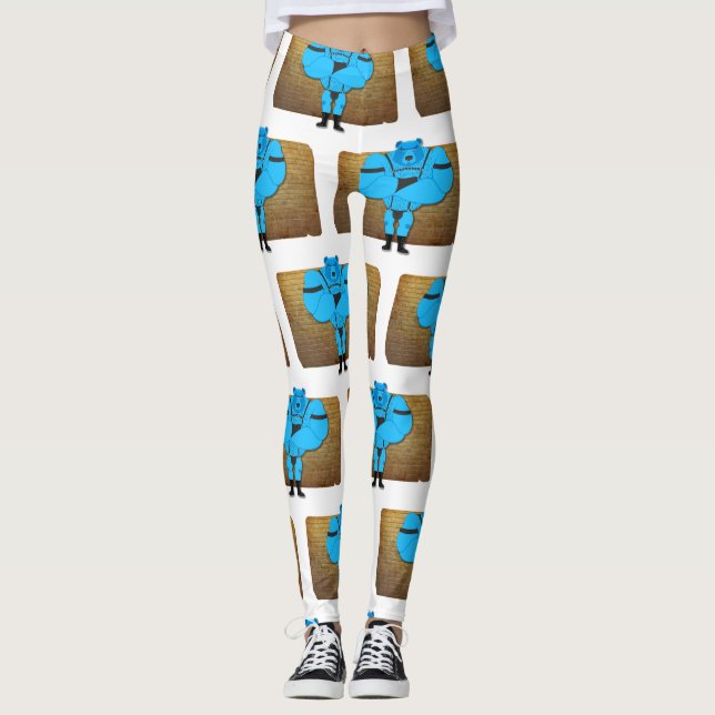 SlipperyJoe's gay muscle bear cartoon thong leathe Leggings (Front)