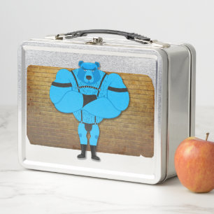 SlipperyJoe's gay muscle bear cartoon thong leathe Metal Lunch Box