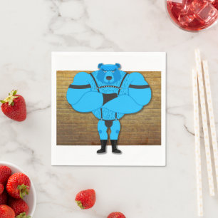 SlipperyJoe's gay muscle bear cartoon thong leathe Napkin