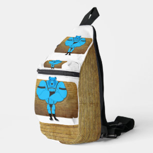 SlipperyJoe's gay muscle bear cartoon thong leathe Sling Bag