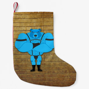 SlipperyJoe's gay muscle bear cartoon thong leathe Small Christmas Stocking