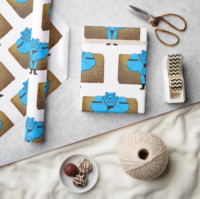 SlipperyJoe's gay muscle bear cartoon thong leathe Wrapping Paper (Crafts)