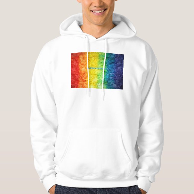 SlipperyJoe's gay pride flag rainbow colours tie-d Hoodie (Front)