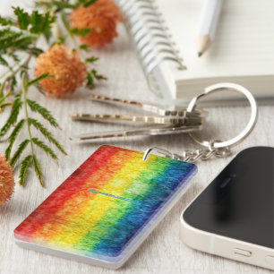 SlipperyJoe's gay pride flag rainbow colours tie-d Key Ring