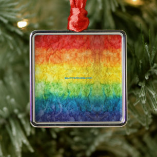 SlipperyJoe's gay pride flag rainbow colours tie-d Metal Ornament